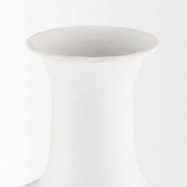 Mercana Toru Sculptural White-to-Gray Vase - Modern Embossed Design for Stylish Home Decor Centerpieces Ombre | Metal | Tall 70958