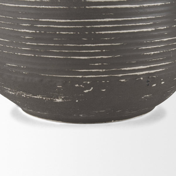 Mercana Toru Sculptural White-to-Gray Vase - Modern Embossed Design for Stylish Home Decor Centerpieces Ombre | Metal | Tall 70958