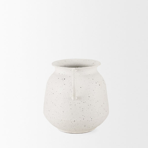 Mercana Treva Rustic Textured Vase with Black Speckles - Perfect for Dried Flowers & Modern Decor Accents White | Metal | Small 70959