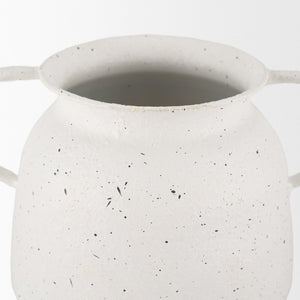 Mercana Treva Rustic Textured Vase with Black Speckles - Perfect for Dried Flowers & Modern Decor Accents White | Metal | Small 70959