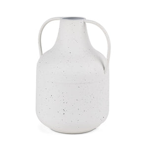 Mercana Treva Rustic Textured Vase with Black Speckles - Perfect for Dried Flowers & Modern Decor Accents White | Metal | Large 70960
