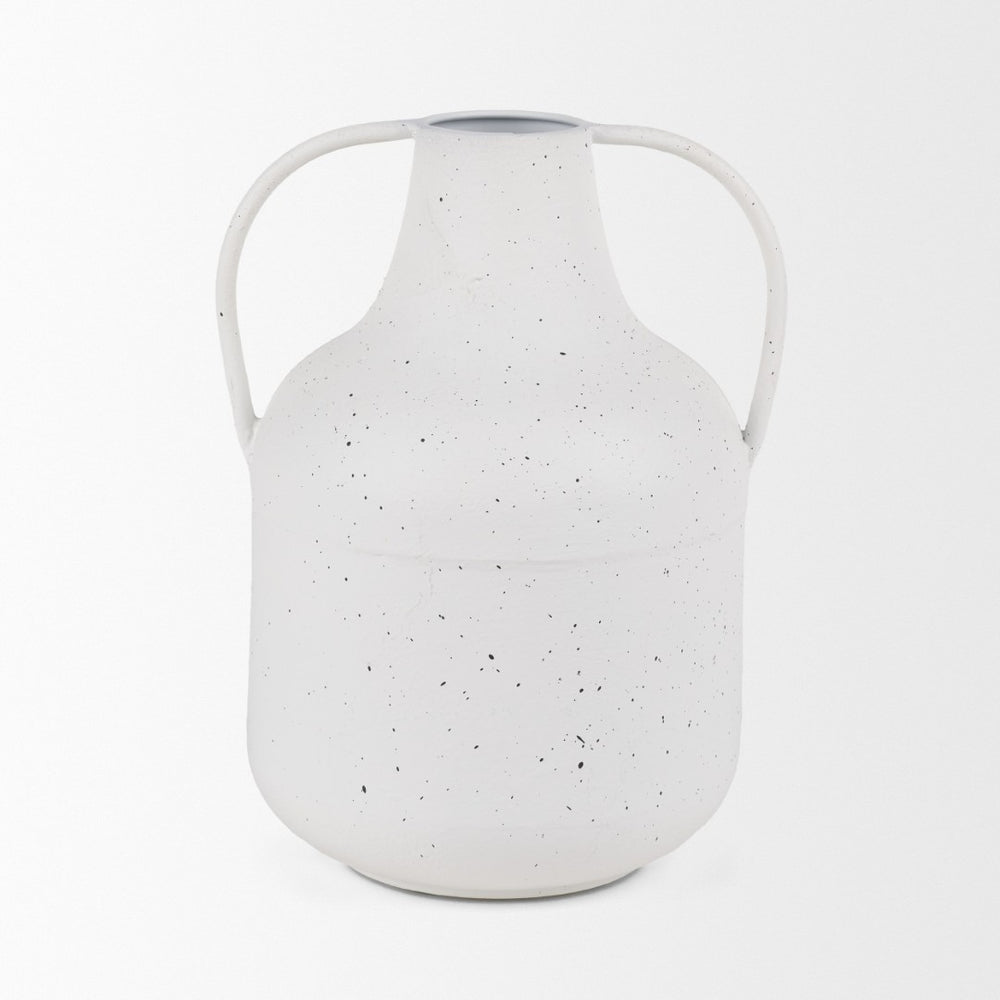 Mercana Treva Rustic Textured Vase with Black Speckles - Perfect for Dried Flowers & Modern Decor Accents White | Metal | Large 70960