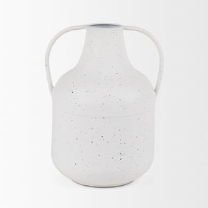 Mercana Treva Rustic Textured Vase with Black Speckles - Perfect for Dried Flowers & Modern Decor Accents White | Metal | Large 70960