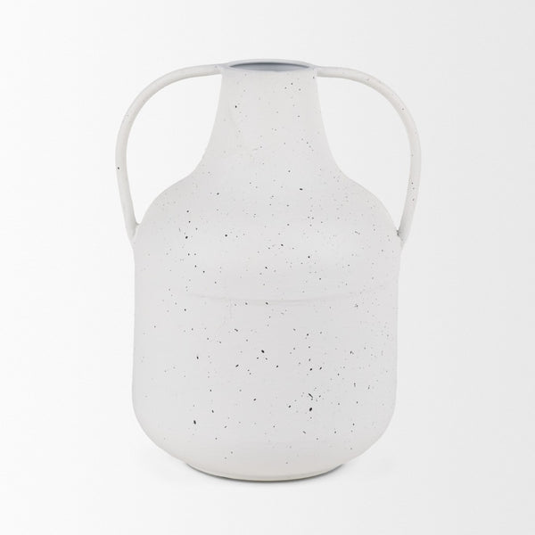 Mercana Treva Rustic Textured Vase with Black Speckles - Perfect for Dried Flowers & Modern Decor Accents White | Metal | Large 70960