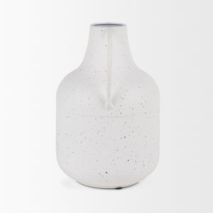 Mercana Treva Rustic Textured Vase with Black Speckles - Perfect for Dried Flowers & Modern Decor Accents White | Metal | Large 70960