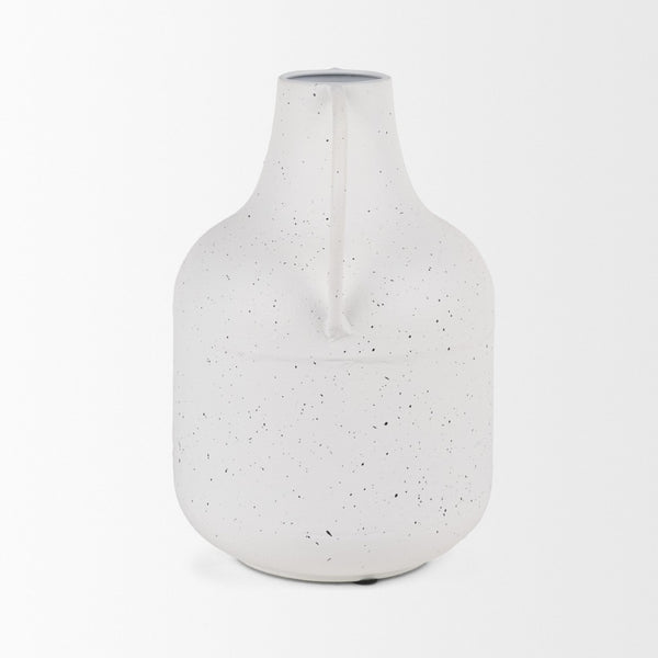 Mercana Treva Rustic Textured Vase with Black Speckles - Perfect for Dried Flowers & Modern Decor Accents White | Metal | Large 70960