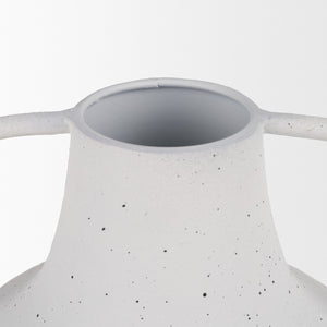 Mercana Treva Rustic Textured Vase with Black Speckles - Perfect for Dried Flowers & Modern Decor Accents White | Metal | Large 70960