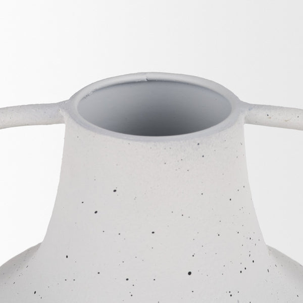 Mercana Treva Rustic Textured Vase with Black Speckles - Perfect for Dried Flowers & Modern Decor Accents White | Metal | Large 70960