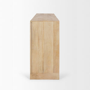 Mercana Suri Handcrafted Mango Wood Sideboard with Glass Doors for Stylish Storage and Display Solutions 70826