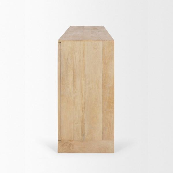 Mercana Suri Handcrafted Mango Wood Sideboard with Glass Doors for Stylish Storage and Display Solutions 70826