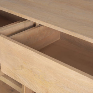 Mercana Suri Handcrafted Mango Wood Sideboard with Glass Doors for Stylish Storage and Display Solutions 70826