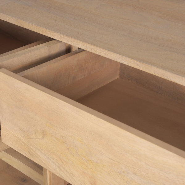 Mercana Suri Handcrafted Mango Wood Sideboard with Glass Doors for Stylish Storage and Display Solutions 70826