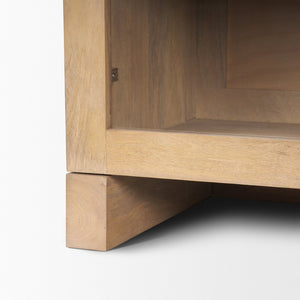 Mercana Suri Handcrafted Mango Wood Sideboard with Glass Doors for Stylish Storage and Display Solutions 70826