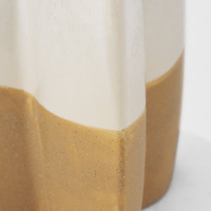 Mercana Vania Sculptural Off-White Vase with Tan Base – Elegant Accent for Floral Arrangements & Décor Two Toned | Ceramic | Short 70971