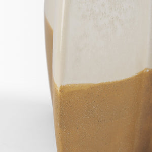 Mercana Vania Sculptural Off-White Vase with Tan Base – Elegant Accent for Floral Arrangements & Décor Two Toned | Ceramic | Tall 70972