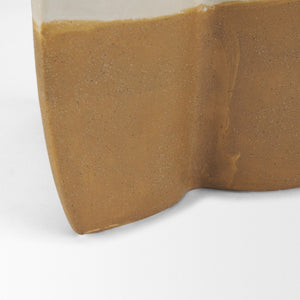 Mercana Vania Sculptural Off-White Vase with Tan Base – Elegant Accent for Floral Arrangements & Décor Two Toned | Ceramic | Tall 70972