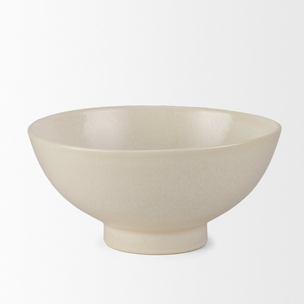 Mercana Tyren Decorative Bowl for Serving and Display – Elegant Minimalist Design with Smooth Glaze Finish Cream | Ceramic | Round 70977