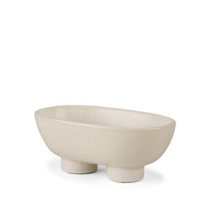 Mercana Tyren Decorative Bowl for Serving and Display – Elegant Minimalist Design with Smooth Glaze Finish Cream | Ceramic | Oblong 70978
