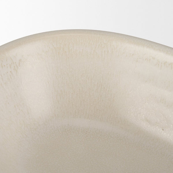 Mercana Tyren Decorative Bowl for Serving and Display – Elegant Minimalist Design with Smooth Glaze Finish Cream | Ceramic | Oblong 70978
