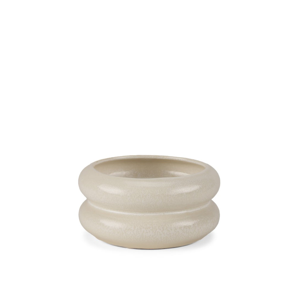 Mercana Twyla Elegant Glazed Ring Pot - Modern Design for Succulents and Floral Arrangements, 7.1" Cream | Ceramic | Short Table 70979