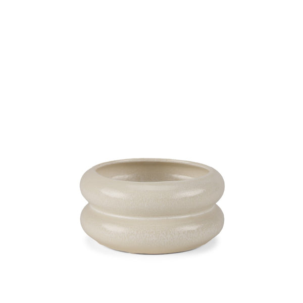 Mercana Twyla Elegant Glazed Ring Pot - Modern Design for Succulents and Floral Arrangements, 7.1" Cream | Ceramic | Short Table 70979