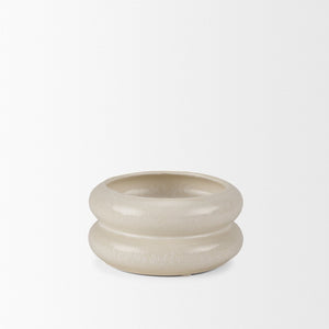 Mercana Twyla Elegant Glazed Ring Pot - Modern Design for Succulents and Floral Arrangements, 7.1" Cream | Ceramic | Short Table 70979