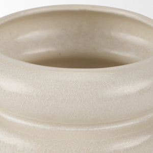 Mercana Twyla Elegant Glazed Ring Pot - Modern Design for Succulents and Floral Arrangements, 7.1" Cream | Ceramic | Short Table 70979