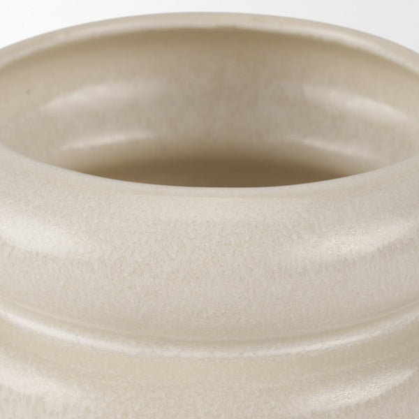 Mercana Twyla Elegant Glazed Ring Pot - Modern Design for Succulents and Floral Arrangements, 7.1" Cream | Ceramic | Short Table 70979