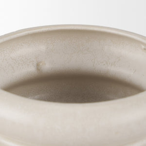 Mercana Twyla Elegant Glazed Ring Pot - Modern Design for Succulents and Floral Arrangements, 7.1" Cream | Ceramic | Tall Table 70980