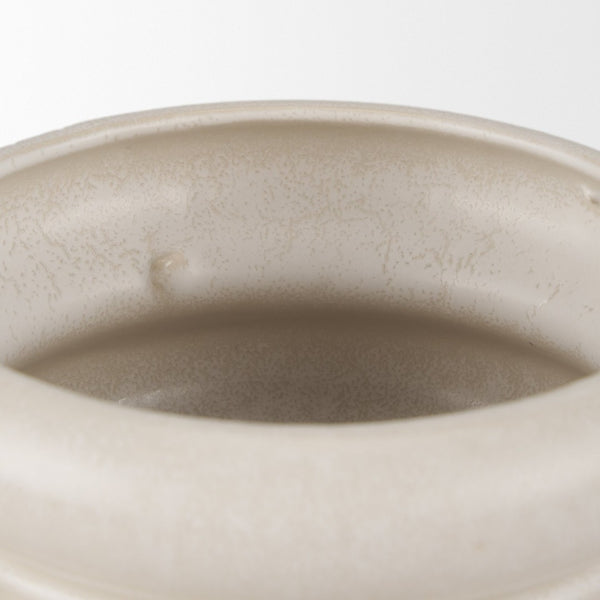 Mercana Twyla Elegant Glazed Ring Pot - Modern Design for Succulents and Floral Arrangements, 7.1" Cream | Ceramic | Tall Table 70980