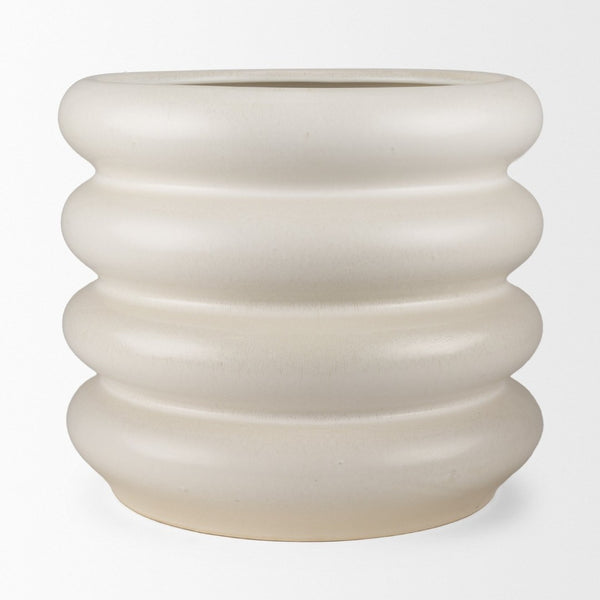 Mercana Twyla Elegant Glazed Vase - Versatile Home Accent for Fresh Flowers, Sculptural Decor & More Cream | Ceramic | Tall Floor 70982