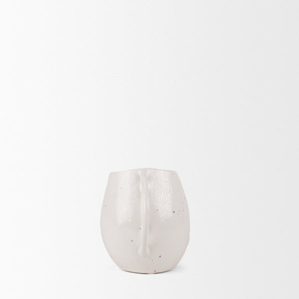 Mercana Urvi Sculptural Asymmetrical Vase - Stylish Speckled Glaze for Modern Tabletop Decor & Arrangements Off White | Ceramic | Short 70984