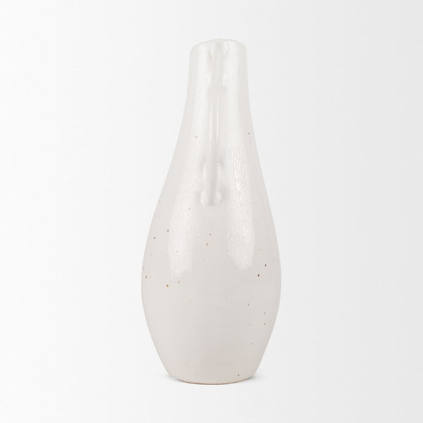 Mercana Urvi Sculptural Asymmetrical Vase - Stylish Speckled Glaze for Modern Tabletop Decor & Arrangements Off White | Ceramic | Tall 70985