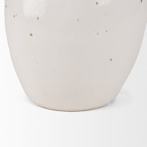 Mercana Urvi Sculptural Asymmetrical Vase - Stylish Speckled Glaze for Modern Tabletop Decor & Arrangements Off White | Ceramic | Tall 70985