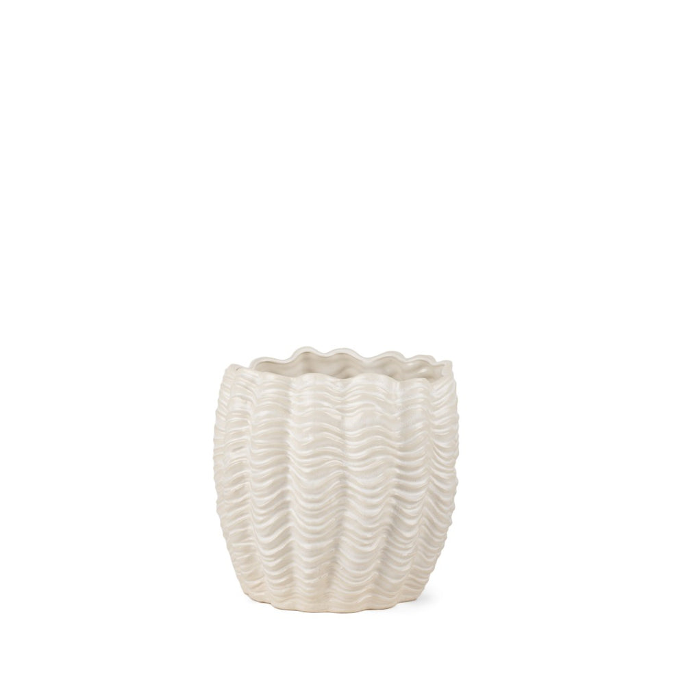 Mercana Velia Seashell-Inspired Sculptural Vase for Coastal Elegance - Perfect for Floral and Decorative Displays Cream | Ceramic | Short 70987