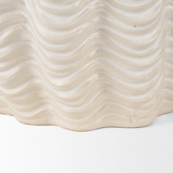 Mercana Velia Seashell-Inspired Sculptural Vase for Coastal Elegance - Perfect for Floral and Decorative Displays Cream | Ceramic | Short 70987