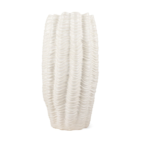 Mercana Velia Seashell-Inspired Sculptural Vase for Coastal Elegance - Perfect for Floral and Decorative Displays Cream | Ceramic | Tall 70988