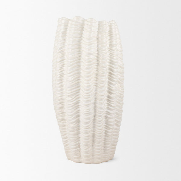 Mercana Velia Seashell-Inspired Sculptural Vase for Coastal Elegance - Perfect for Floral and Decorative Displays Cream | Ceramic | Tall 70988