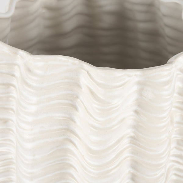 Mercana Velia Seashell-Inspired Sculptural Vase for Coastal Elegance - Perfect for Floral and Decorative Displays Cream | Ceramic | Tall 70988