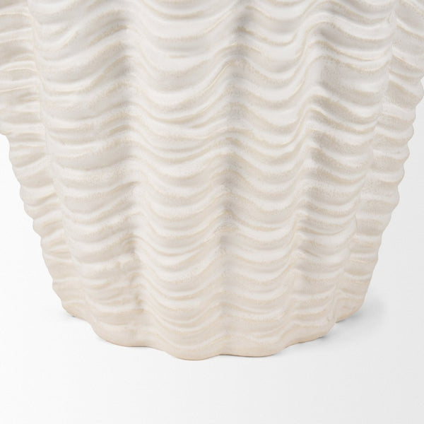 Mercana Velia Seashell-Inspired Sculptural Vase for Coastal Elegance - Perfect for Floral and Decorative Displays Cream | Ceramic | Tall 70988