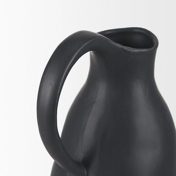 Mercana Valora Elegant Black Speckled Ceramic Jug for Chic Decor, Ideal for Fresh Arrangements or Display Matte Black | Ceramic 70989
