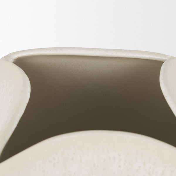 Mercana Vania Sculptural Off-White Vase with Tan Base – Elegant Accent for Floral Arrangements & Décor Two Toned | Ceramic | Wide 70990