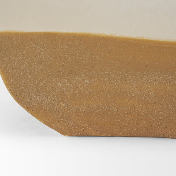 Mercana Vania Sculptural Off-White Vase with Tan Base – Elegant Accent for Floral Arrangements & Décor Two Toned | Ceramic | Wide 70990