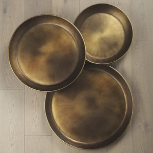 Mercana Eagan Elegant Burnished Brass Tray - Stylish Aluminum Centerpiece for Modern Home Décor & Organization Brass Aluminium | 24.0L 69951