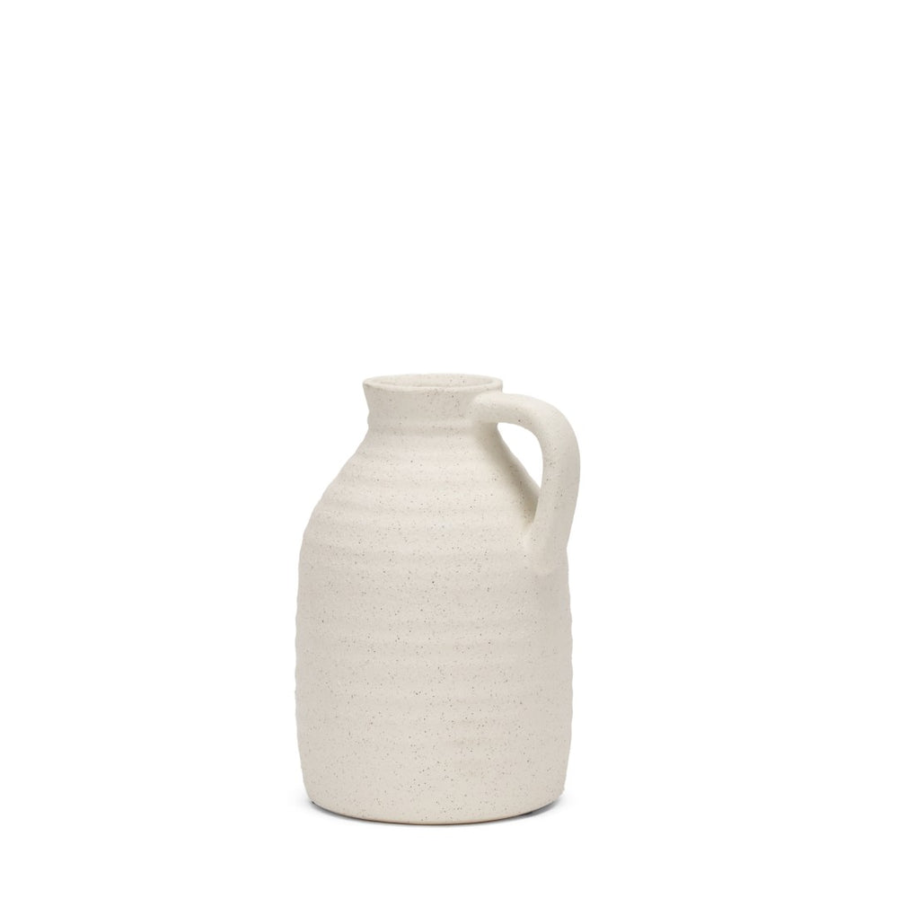 Mercana Tyrus Rustic Charm Vase - Vintage Jug-Style Design with Textured Finish and Black Speckling Accents Matte White | Ceramic | Small 70991