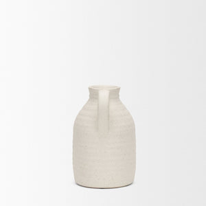 Mercana Tyrus Rustic Charm Vase - Vintage Jug-Style Design with Textured Finish and Black Speckling Accents Matte White | Ceramic | Small 70991