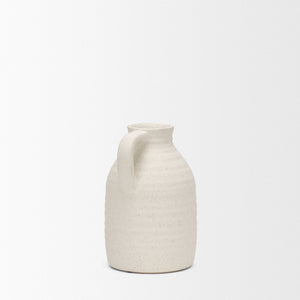 Mercana Tyrus Rustic Charm Vase - Vintage Jug-Style Design with Textured Finish and Black Speckling Accents Matte White | Ceramic | Small 70991