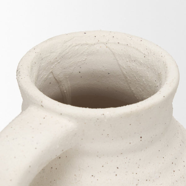 Mercana Tyrus Rustic Charm Vase - Vintage Jug-Style Design with Textured Finish and Black Speckling Accents Matte White | Ceramic | Small 70991