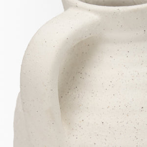 Mercana Tyrus Rustic Charm Vase - Vintage Jug-Style Design with Textured Finish and Black Speckling Accents Matte White | Ceramic | Small 70991