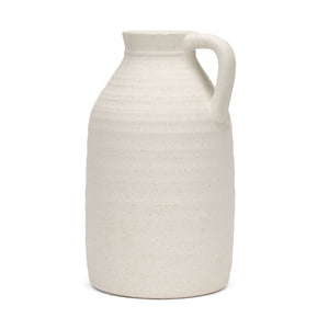Mercana Tyrus Rustic Charm Vase - Vintage Jug-Style Design with Textured Finish and Black Speckling Accents Matte White | Ceramic | Large 70992
